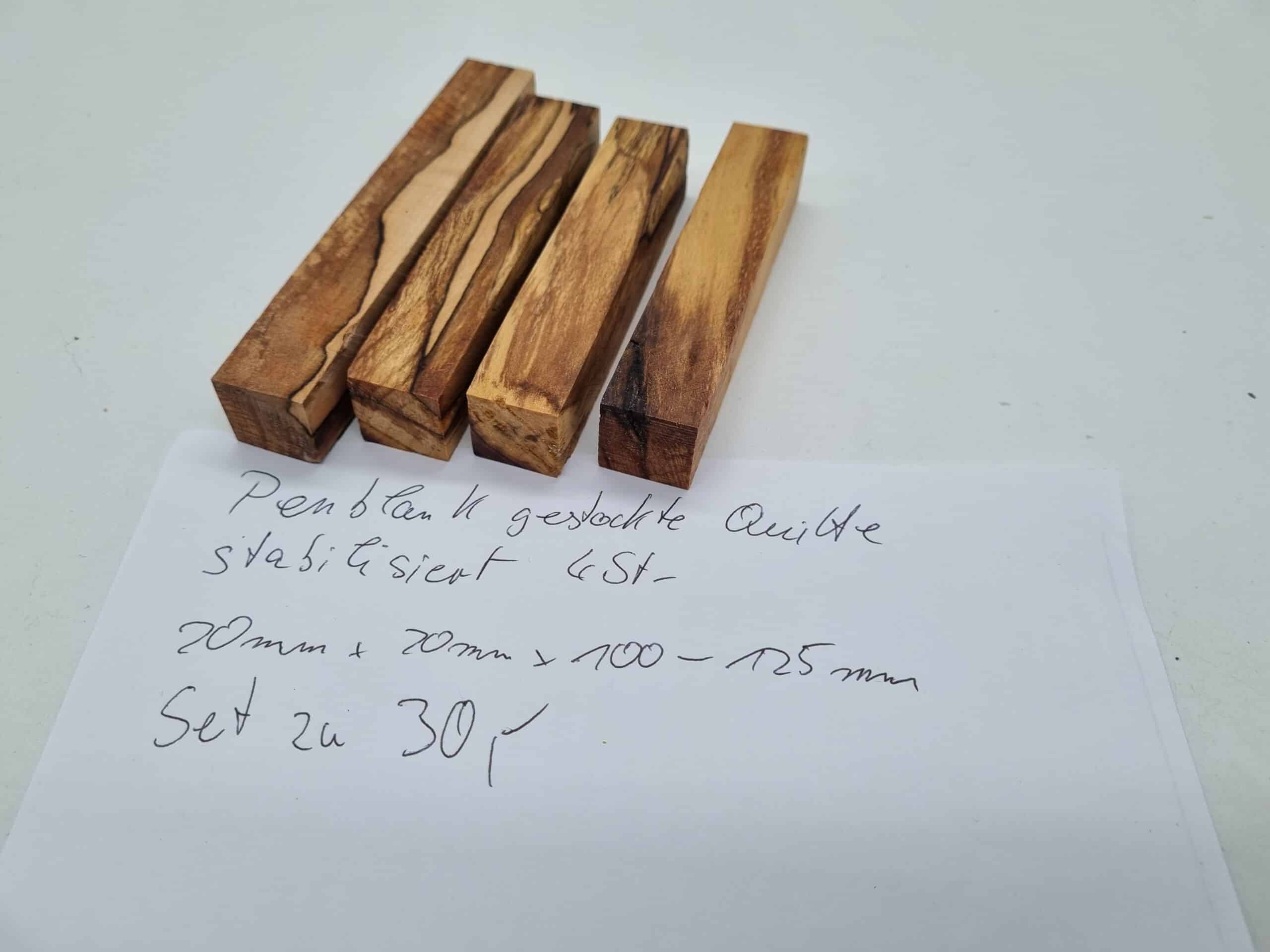 Set Penblank 4St. gestockte Quitte stabilisiert 20mm x 20mm x 100 - 125mm