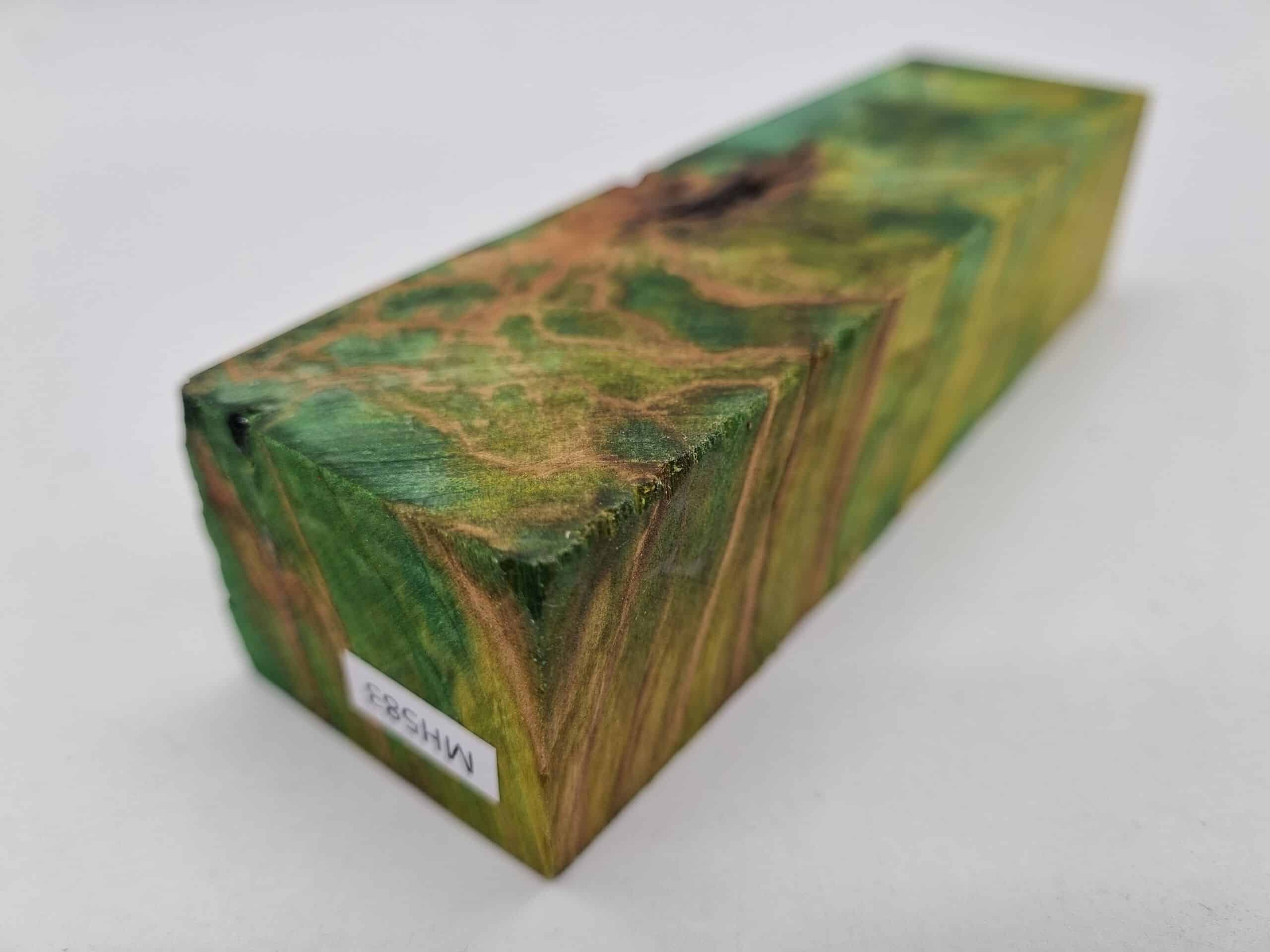 MM583 Griffblock Kastanienknolle grün gelb stabilisiert 40mm x 30mm x 135mm – Bild 2