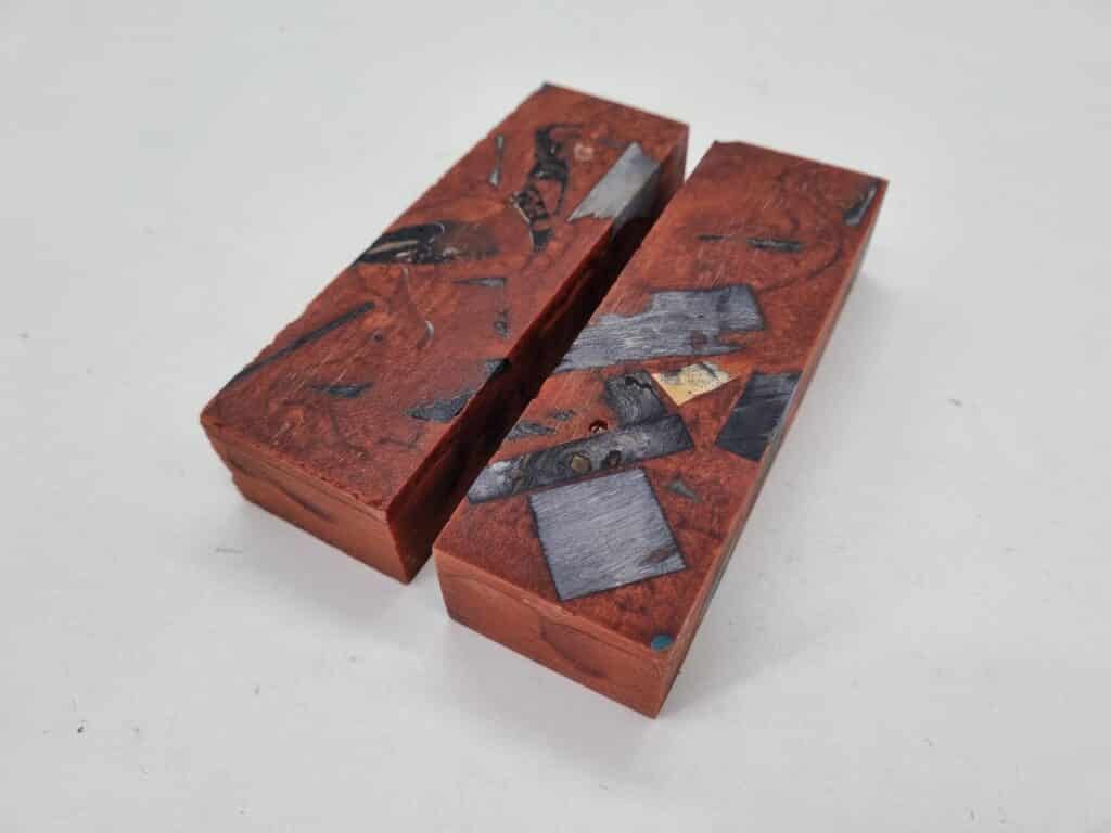 Griffblock stabilisierte Holzreste Kupferrot 44mm x 28mm x 130mm