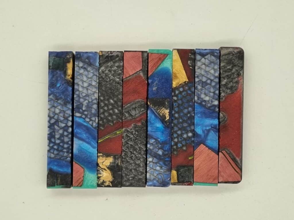 Penblank stabilisierte Holzreste bunt und Pappwaben 20mm x 20mm x 120mm