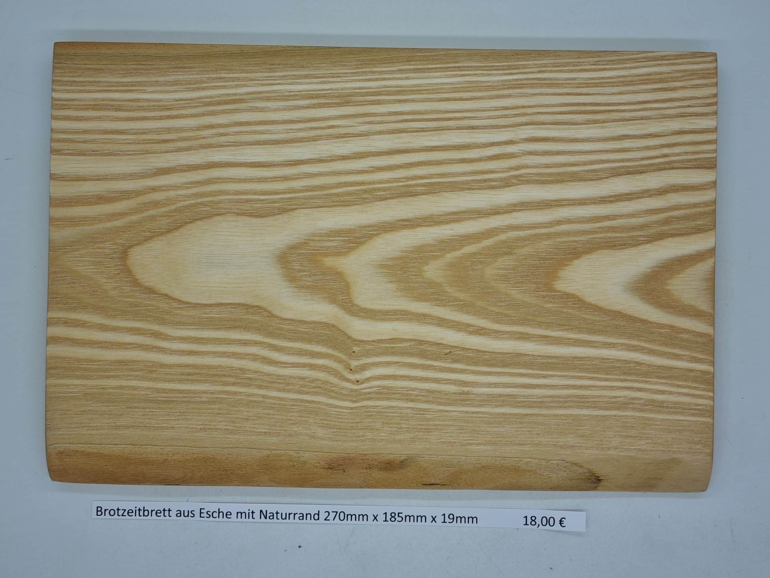 Brotzeitbrett aus Esche mit Naturrand 270mm x 185mm x 19mm