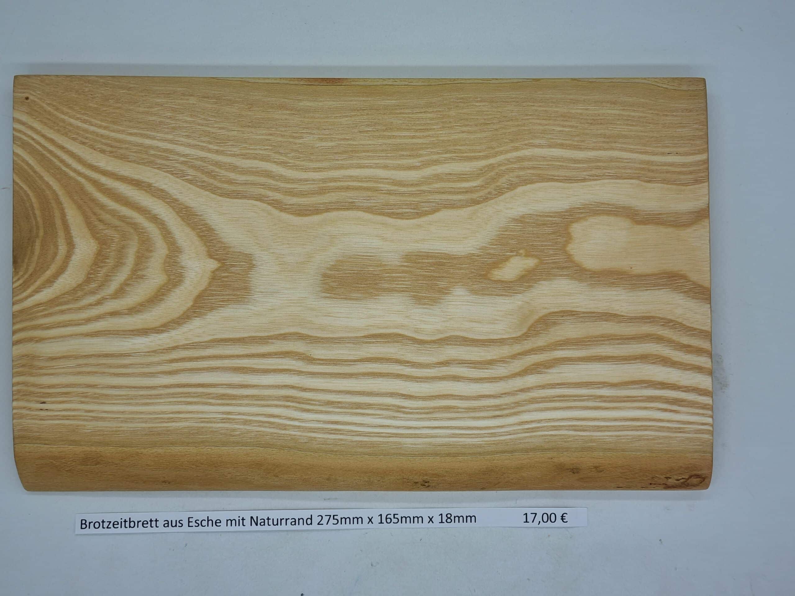 Brotzeitbrett aus Esche mit Naturrand 275mm x 165mm x 18mm