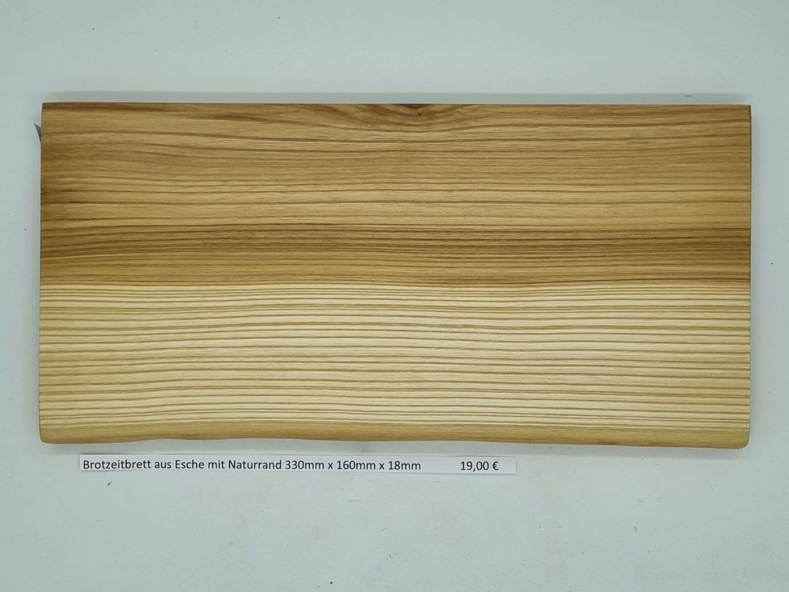 Brotzeitbrett aus Esche mit Naturrand 330mm x 160mm x 18mm