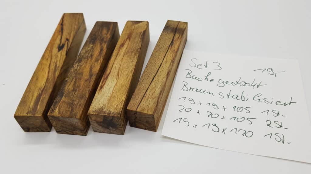 Penblank Buche gestockt braun stabilisiert Set3