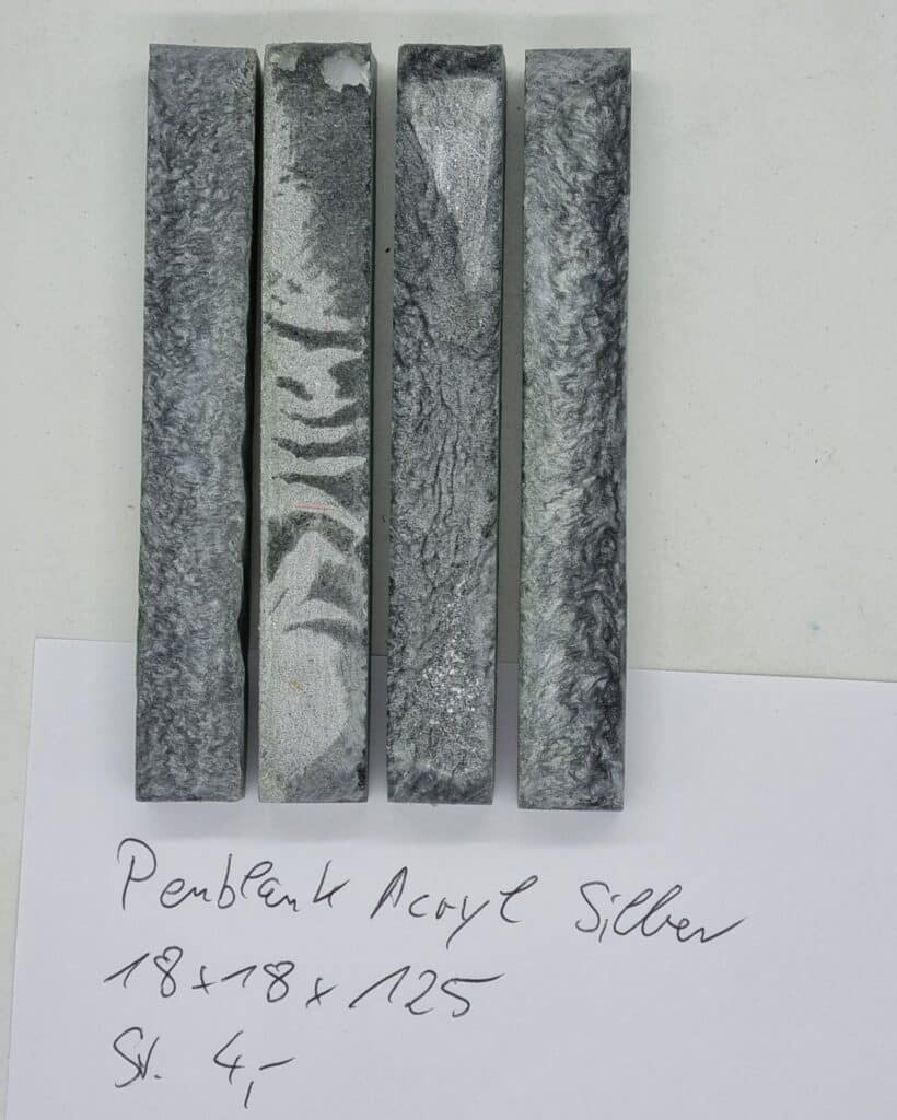 Penblank Acryl silber 18mm x 18mm x 125mm