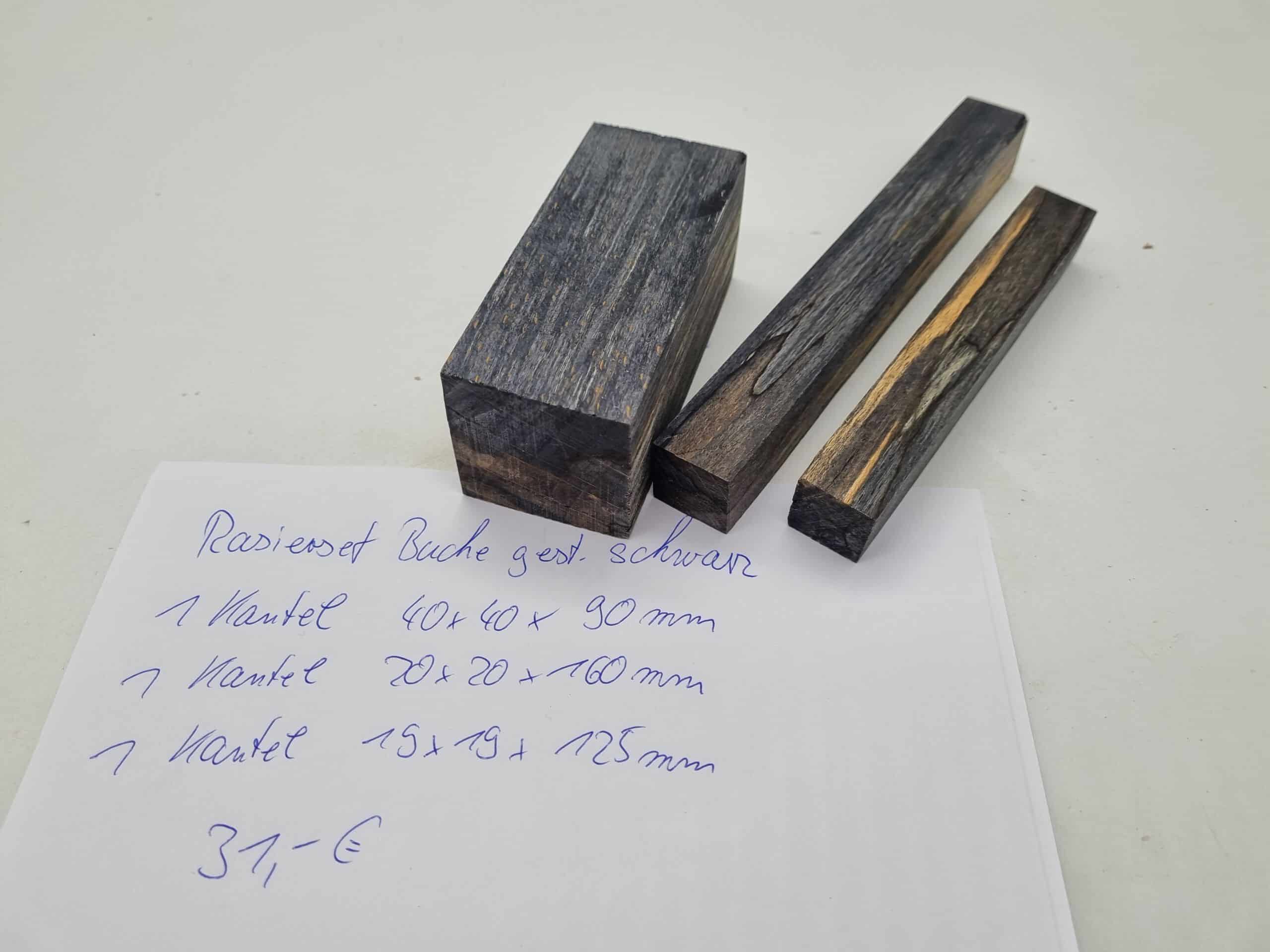 Rasierset Buche gestockt schwarz stabilisiert 3 Teilig – Bild 2